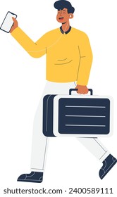 A Man on a Holiday Travel Trip Illustration