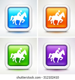 Man on a Horse on Colorful Square Buttons