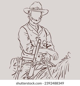 Un hombre en vector de caballo para tarjeta, decoración, ilustración