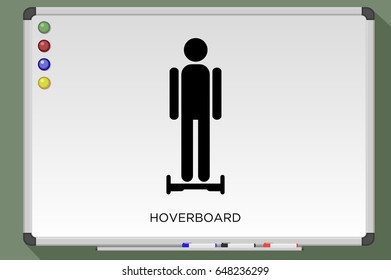 Man on hoverboard. Gyroscope balance. Icon illustration