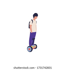 Hombre en el vóley aislado en un fondo claro. Ilustración de vector plana colorida.
