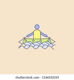 man on inflatable boat field outline icon. Element of outdoor recreation icon for mobile concept and web apps. Field outline man on inflatable boat icon can be used for web