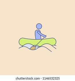 man on an inflatable boat field outline icon. Element of outdoor recreation icon for mobile concept and web apps. Field outline man on an inflatable boat icon can be used for web