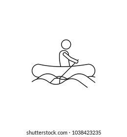 a man on an inflatable boat icon. Element of camping and outdoor recreation for mobile concept and web apps. Thin line icon for website design and development, app development on white background