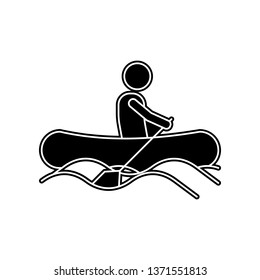 a man on an inflatable boat icon. Element of Camping for mobile concept and web apps icon. Glyph, flat icon for website design and development, app development
