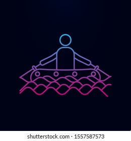 A man on an inflatable boat nolan icon. Simple thin line, outline vector of camping icons for ui and ux, website or mobile application