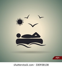 Man on inflatable mattress