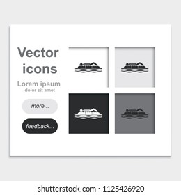 Man on inflatable mattress flat placed on web page template vector icon.