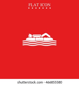 Man on inflatable mattress icon.