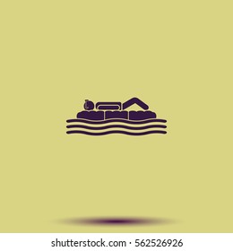 Man on inflatable mattress icon.