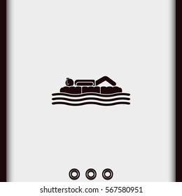 Man on inflatable mattress icon.