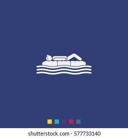 Man on inflatable mattress icon.
