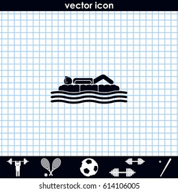 Man on inflatable mattress icon.