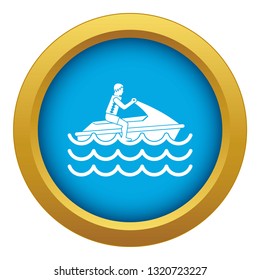 Man on jet ski rides icon blue vector isolated on white background for any design