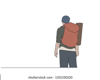 Man on a journey isolated drawing, vector illustration design. Camping collection.