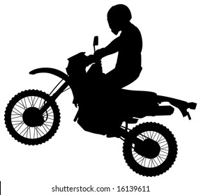 Man on a Jumping Dirt Bike Silhouette