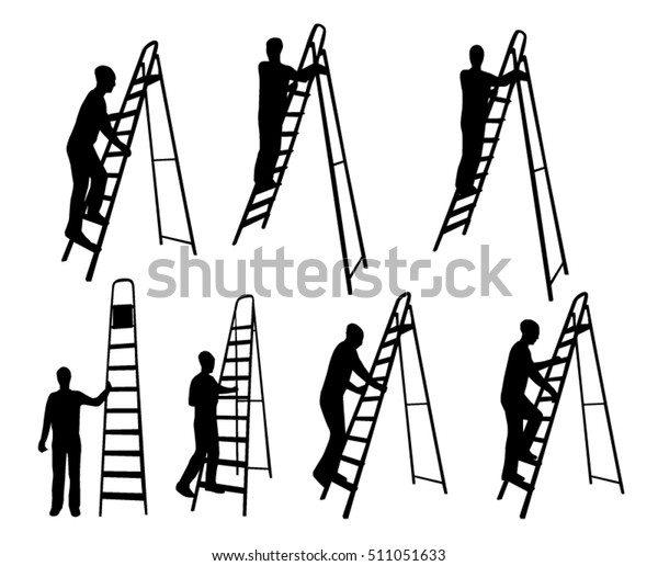 Man On Ladder Silhouettes Stock Vector (Royalty Free) 511051633