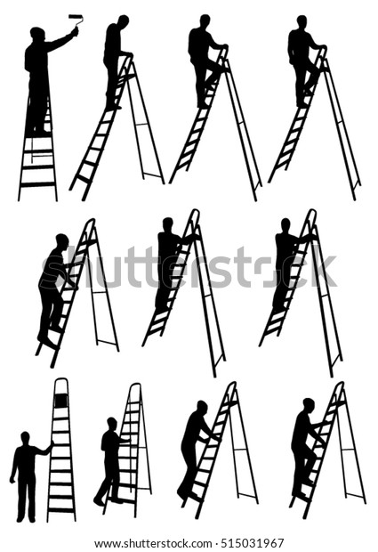 Man On Ladder Silhouettes Stock Vector (Royalty Free) 515031967