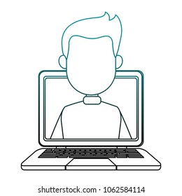 Man on laptop screen