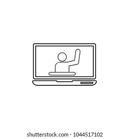 man on laptop screen icon. Element of online education icon for mobile concept and web apps. Thin line  icon for website design and development, app development on white background