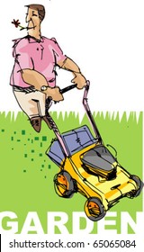 man on the lawn - grass mower