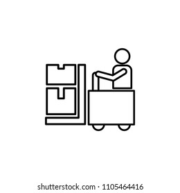 man on the loader outline icon. Element of logistic icon for mobile concept and web apps. Thin line man on the loader outline icon can be used for web and mobile on white background