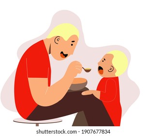 a man on maternity leave feeding a child