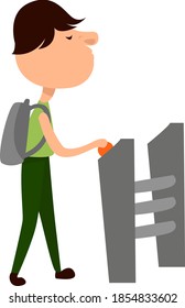 Hombre en el metro, ilustración, vector sobre fondo blanco