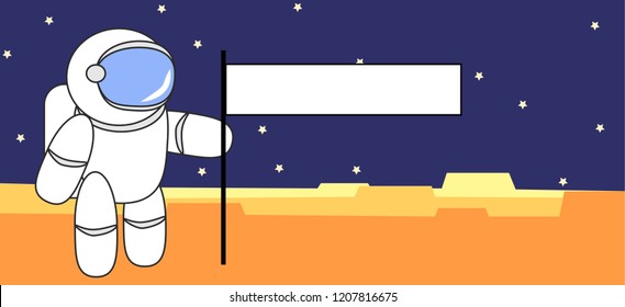 man on the moon, man holding a flag,cosmonaut