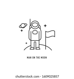 Man on the Moon icon in line style. Vector sign