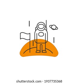 Man on the Moon icon in line style. Vector sign