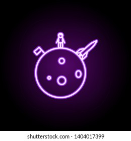 man on the moon neon icon. Elements of Cartooning space set. Simple icon for websites, web design, mobile app, info graphics