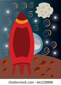 Man on the moon
a space shuttle sitting on a lonely planet