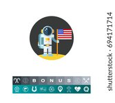 Man on Moon with USA Flag Icon