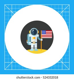 Man on Moon with USA Flag Icon