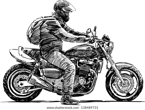 Man On Motorcycle Stock Vector (Royalty Free) 138489731