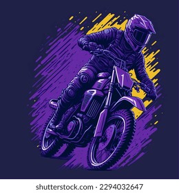 A man on a motorcycle. Motocross racer on a motorcycle. Motorcross sportsman. Vector illustration. Motocross T shirt design.