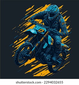 A man on a motorcycle. Motocross racer on a motorcycle. Motorcross sportsman. Vector illustration. Motocross T shirt design.