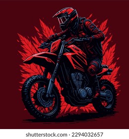 A man on a motorcycle. Motocross racer on a motorcycle. Motorcross sportsman. Vector illustration. Motocross T shirt design.