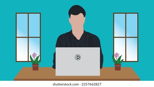 Man on Office With Laptop