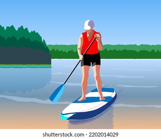 Man on Padlleboard Summer Lake