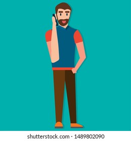 man on the phone isolated vector illustration 