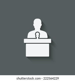 man on podium with microphone - vector illustration. eps 10