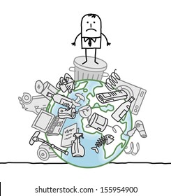 man on a polluted world