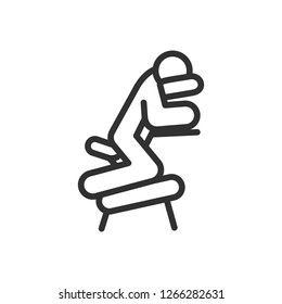 man on a portable massage chair. linear icon. Line with editable stroke