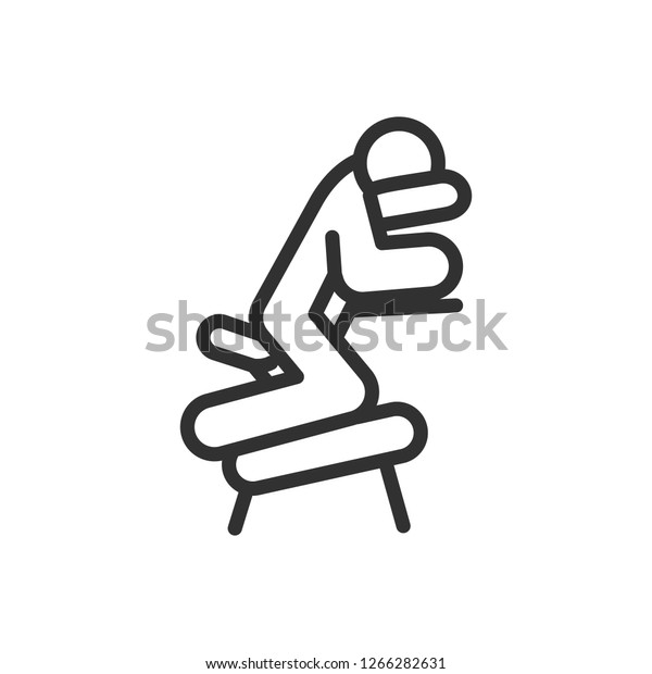 Man On Portable Massage Chair Linear Stock Vector Royalty Free