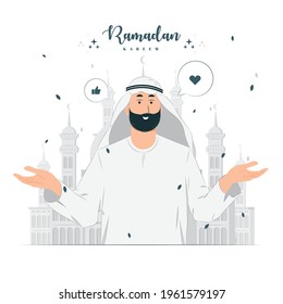 Man on Ramadan Kareem concept illustration