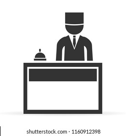 Man on reception in hotel