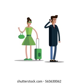 The man on the road, vector illustration of a flat style.