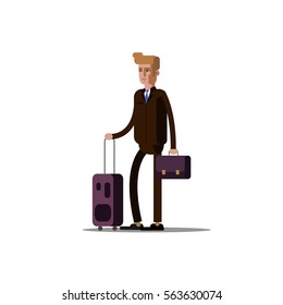 The man on the road, vector illustration of a flat style.
